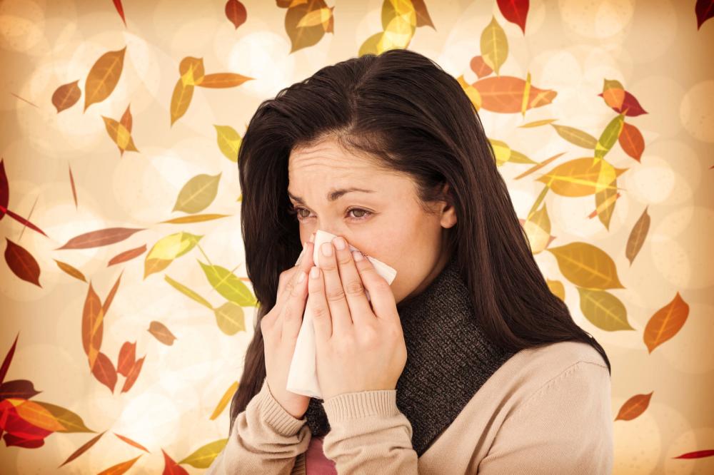 A woman suffering from fall allergy