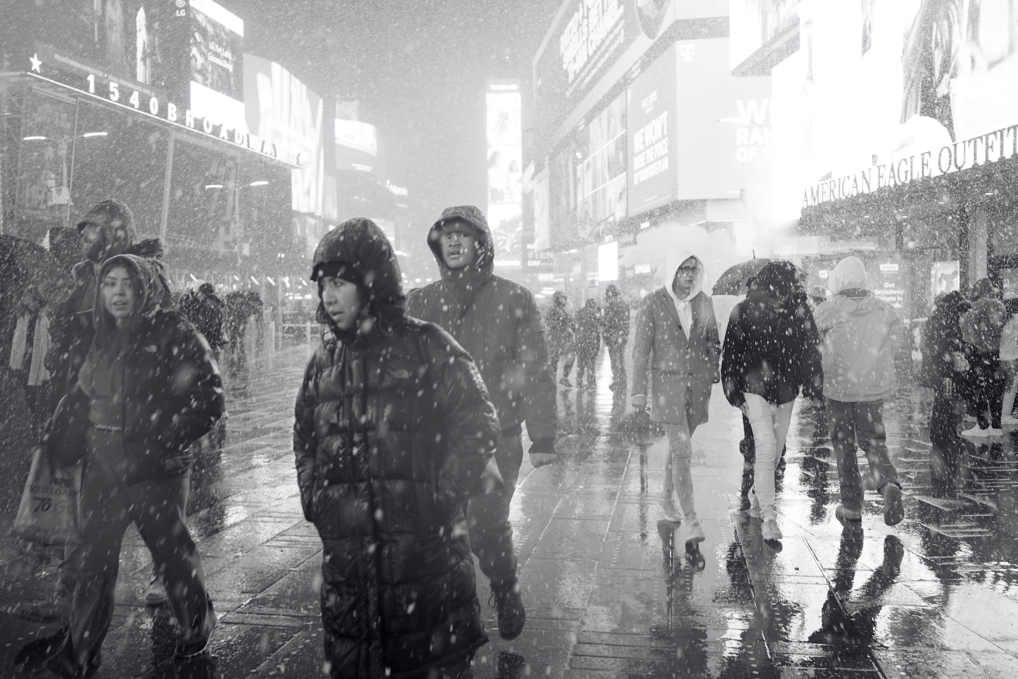 An image of people walking in the snow